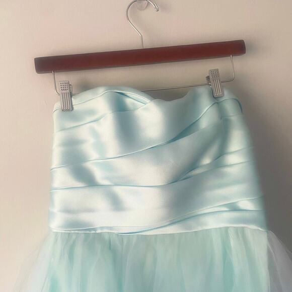 ML Monique Lhuillier Katerina Dress Light Blue Strapless Knee Length Size‎ 10 - Picture 5 of 8